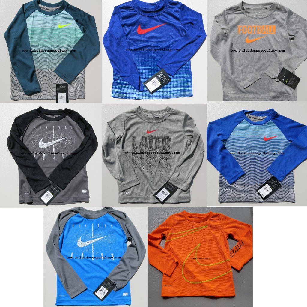 8 Dri-Fit Nike Long Sleeve Tops Boys Size 4t Brand New $224 Retail